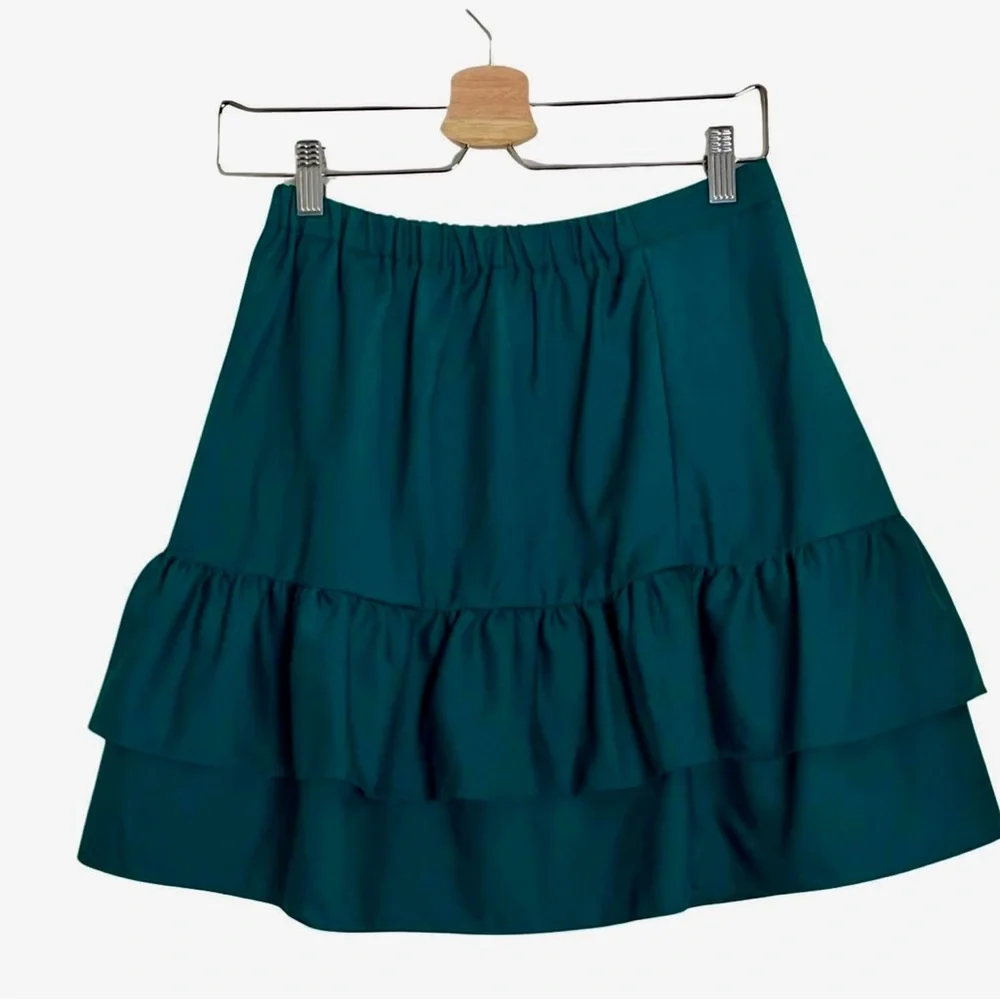 J.‎ Crew Green Tiered Ruffle Wool Blend MiniSize0